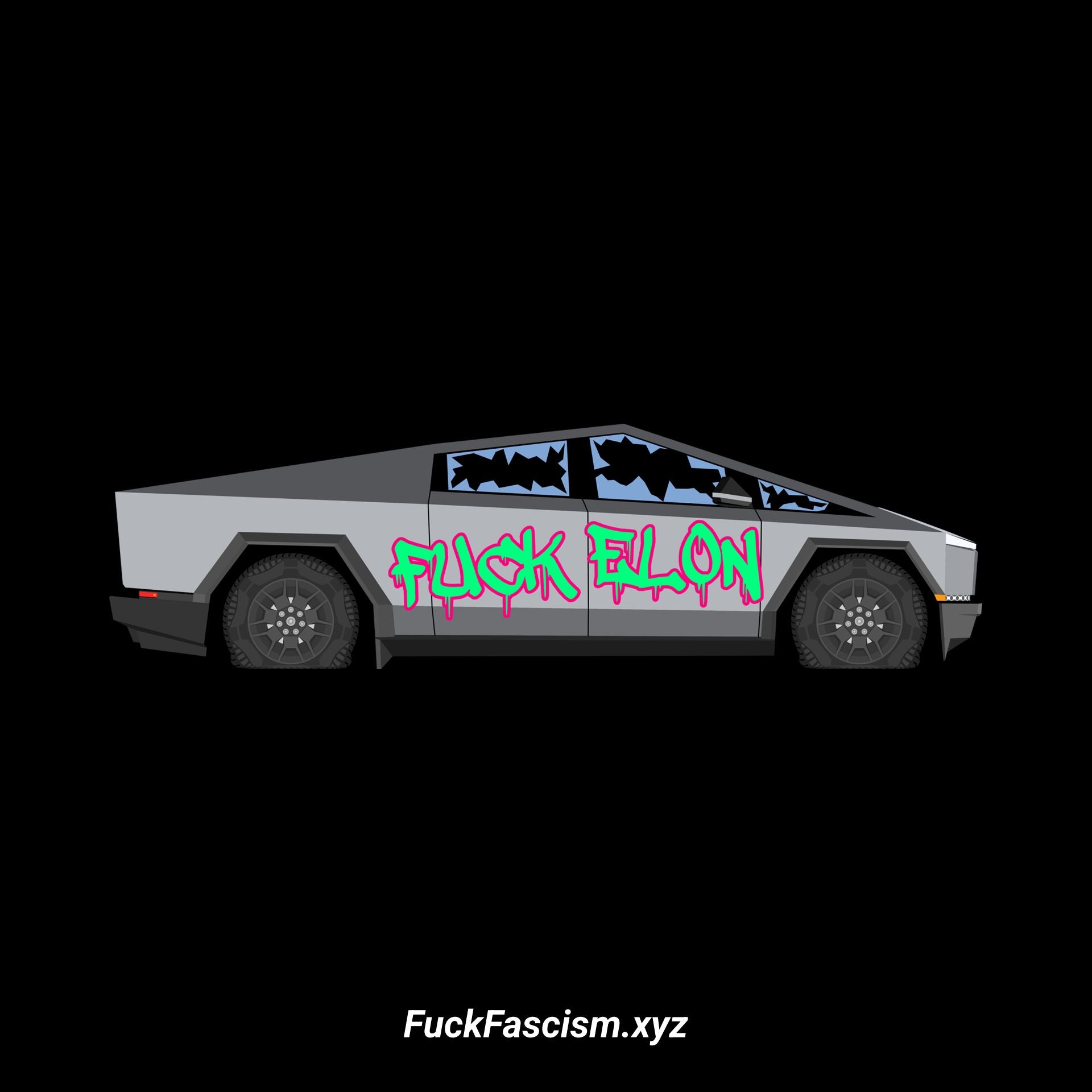 FUCK ELON Busted Cybertruck Organic Unisex Tee