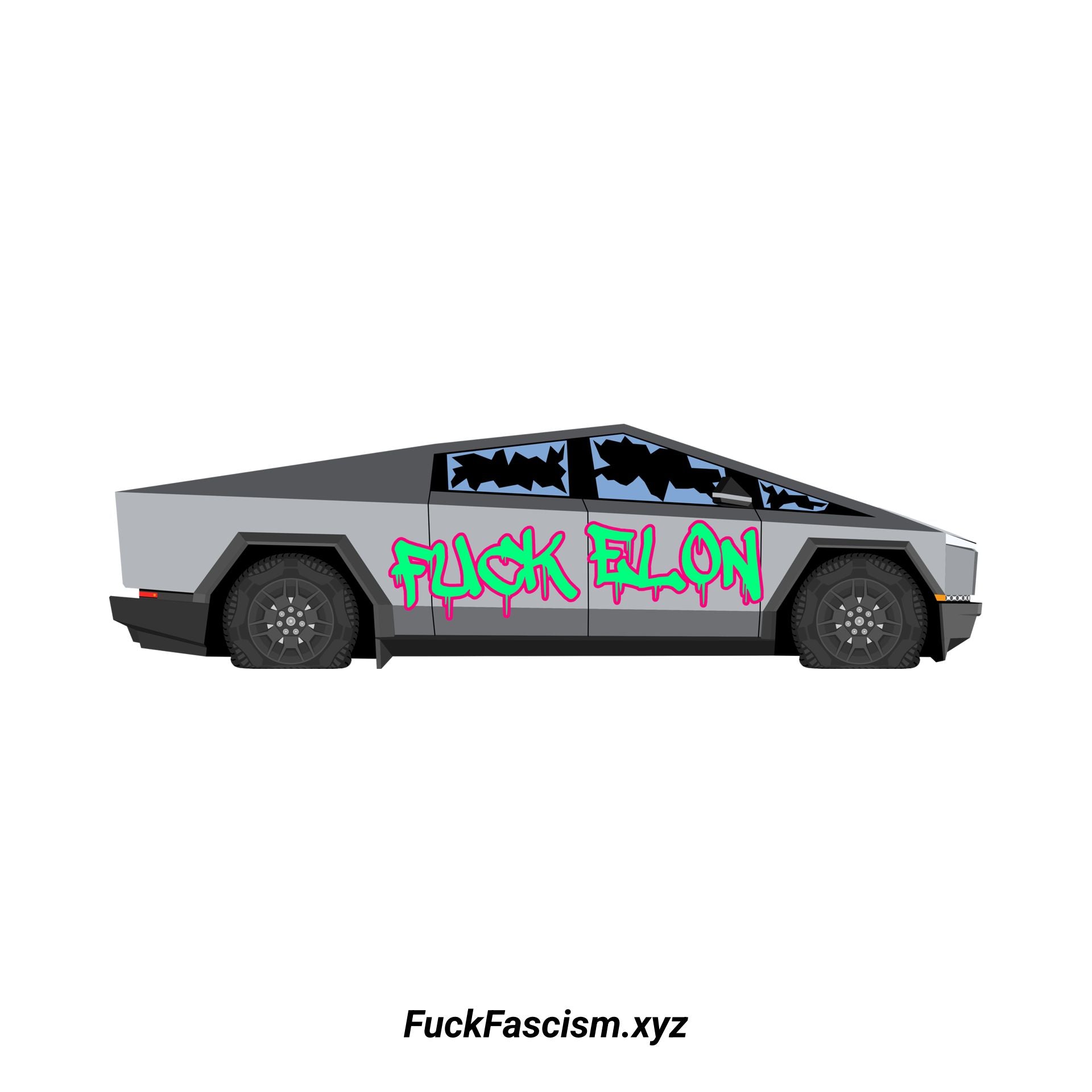FUCK ELON Busted Cybertruck Organic Unisex Tee
